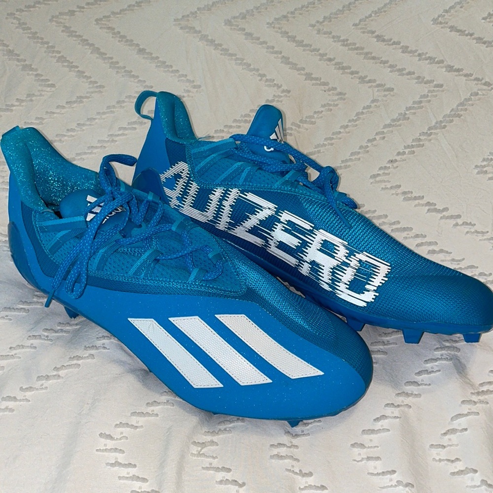 NWOT Adidas Adizero 21 Cyan Blue Football Cleats GY7956 Men's Size 15 SPG 753001
